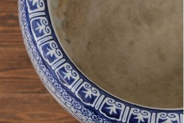 アンティーク雑貨　古民具・骨董 大振り!窓絵山水図 瀬戸火鉢