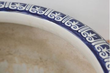 アンティーク雑貨　古民具・骨董 大振り!窓絵山水図 瀬戸火鉢