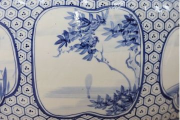 アンティーク雑貨　古民具・骨董 大振り!窓絵山水図 瀬戸火鉢