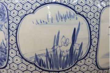 アンティーク雑貨　古民具・骨董 大振り!窓絵山水図 瀬戸火鉢