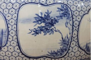 アンティーク雑貨　古民具・骨董 大振り!窓絵山水図 瀬戸火鉢