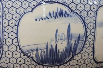 アンティーク雑貨　古民具・骨董 大振り!窓絵山水図 瀬戸火鉢
