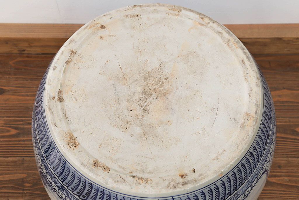 アンティーク雑貨　古民具・骨董 大振り!窓絵山水図 瀬戸火鉢