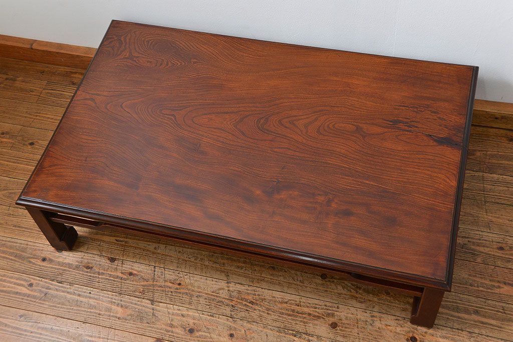 アンティーク家具　古民具・骨董 総欅材のシンプルでモダンな座卓(テーブル、机)