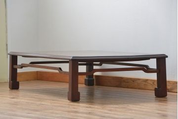 アンティーク家具　古民具・骨董 総欅材のシンプルでモダンな座卓(テーブル、机)