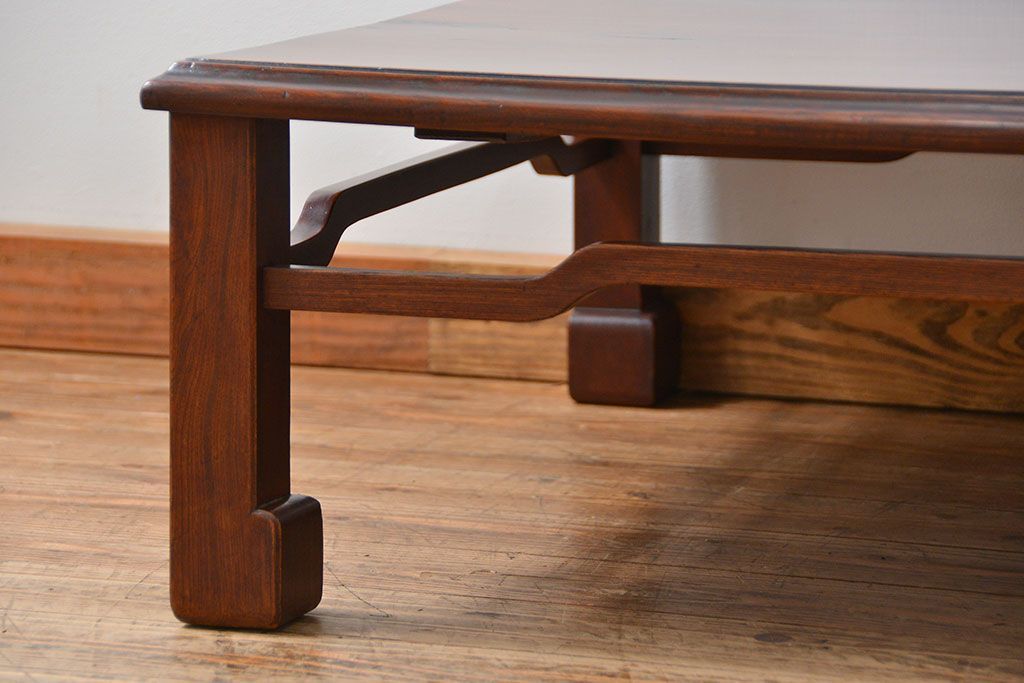 アンティーク家具　古民具・骨董 総欅材のシンプルでモダンな座卓(テーブル、机)