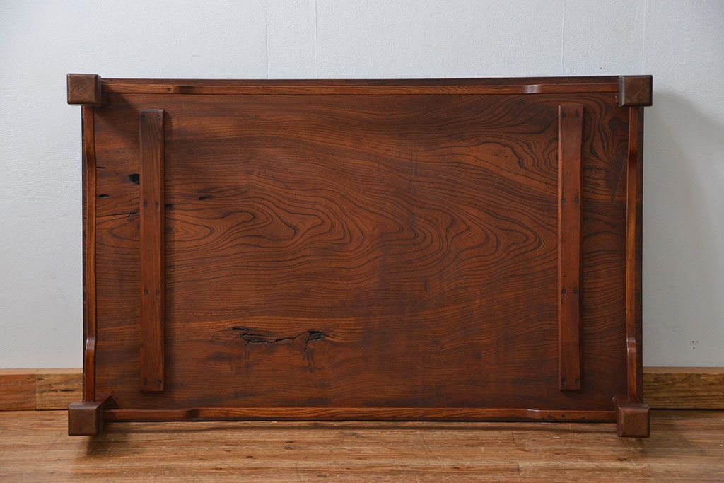 アンティーク家具　古民具・骨董 総欅材のシンプルでモダンな座卓(テーブル、机)