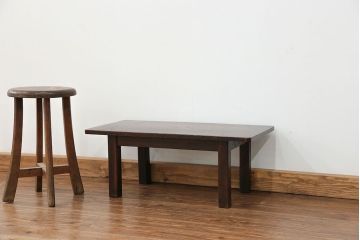 アンティーク家具　古民具・骨董 総欅材 天板一枚板のシンプルな文机(テーブル)