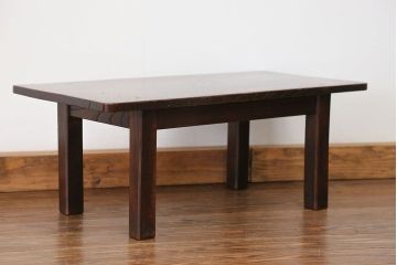 アンティーク家具　古民具・骨董 総欅材 天板一枚板のシンプルな文机(テーブル)