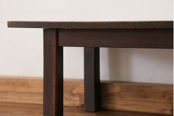 アンティーク家具　古民具・骨董 総欅材 天板一枚板のシンプルな文机(テーブル)