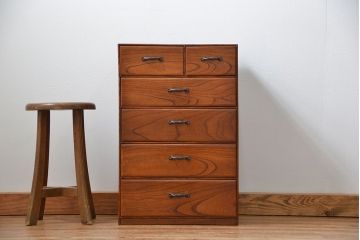 アンティーク家具　アンティーク 古い木のシンプルな6杯小引き出し(ドロワー、チェスト)