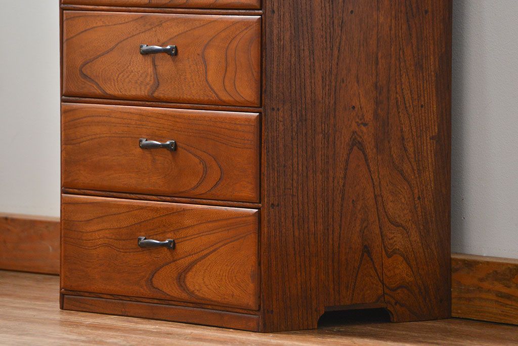 アンティーク家具　アンティーク 古い木のシンプルな6杯小引き出し(ドロワー、チェスト)