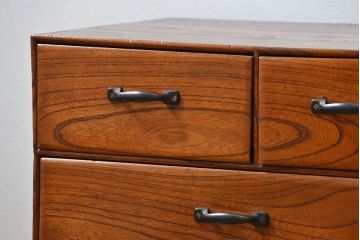 アンティーク家具　アンティーク 古い木のシンプルな6杯小引き出し(ドロワー、チェスト)