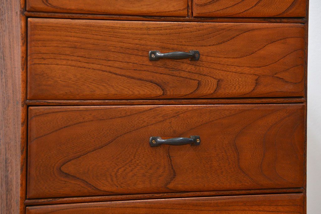 アンティーク家具　アンティーク 古い木のシンプルな6杯小引き出し(ドロワー、チェスト)