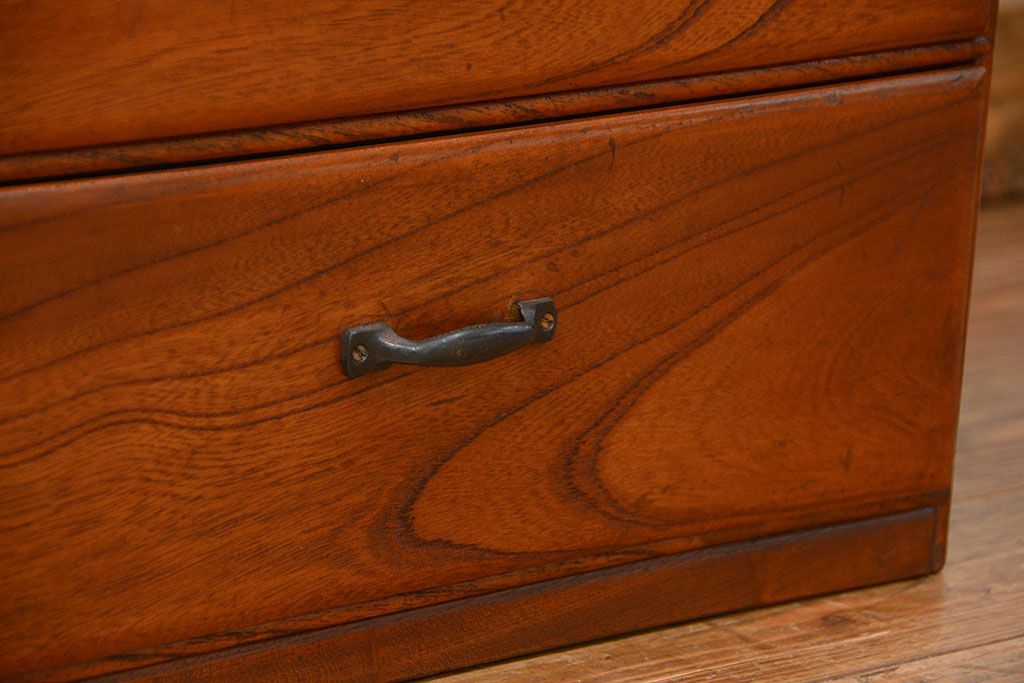 アンティーク家具　アンティーク 古い木のシンプルな6杯小引き出し(ドロワー、チェスト)