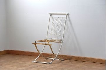アンティーク家具　イギリスアンティーク シャビーな折り畳みガーデンチェア(1)(椅子・イス)