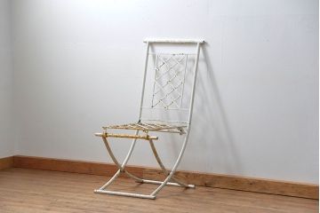 アンティーク家具　イギリスアンティーク シャビーな折り畳みガーデンチェア(3)(椅子・イス)