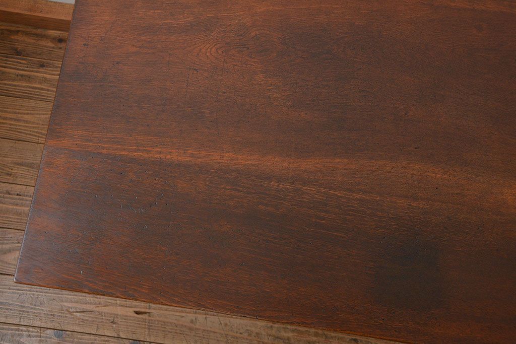 アンティーク家具　古いナラ材の上質なカウンター式 アンティーク片袖机(テーブル、デスク、在宅ワーク、在宅用、レジ台)