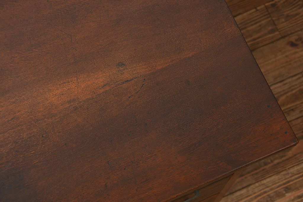 アンティーク家具　古いナラ材の上質なカウンター式 アンティーク片袖机(テーブル、デスク、在宅ワーク、在宅用、レジ台)