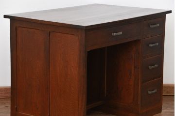 アンティーク家具　古いナラ材の上質なカウンター式 アンティーク片袖机(テーブル、デスク、在宅ワーク、在宅用、レジ台)