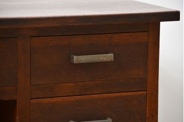 アンティーク家具　古いナラ材の上質なカウンター式 アンティーク片袖机(テーブル、デスク、在宅ワーク、在宅用、レジ台)