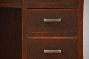 アンティーク家具　古いナラ材の上質なカウンター式 アンティーク片袖机(テーブル、デスク、在宅ワーク、在宅用、レジ台)