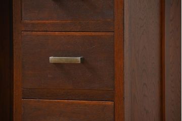 アンティーク家具　古いナラ材の上質なカウンター式 アンティーク片袖机(テーブル、デスク、在宅ワーク、在宅用、レジ台)