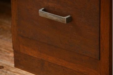 アンティーク家具　古いナラ材の上質なカウンター式 アンティーク片袖机(テーブル、デスク、在宅ワーク、在宅用、レジ台)