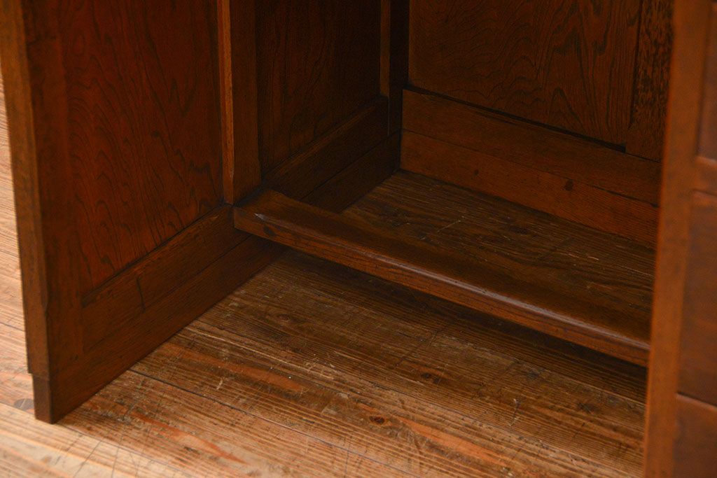 アンティーク家具　古いナラ材の上質なカウンター式 アンティーク片袖机(テーブル、デスク、在宅ワーク、在宅用、レジ台)