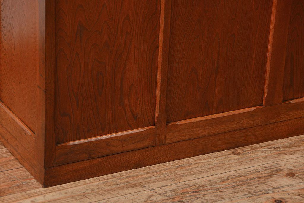 アンティーク家具　古いナラ材の上質なカウンター式 アンティーク片袖机(テーブル、デスク、在宅ワーク、在宅用、レジ台)