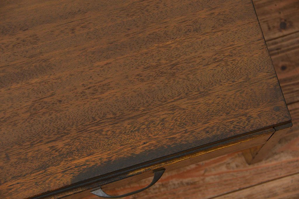 レトロ家具　昭和レトロ 古い木の使い込まれた文机(テーブル、デスク、在宅ワーク、在宅用)