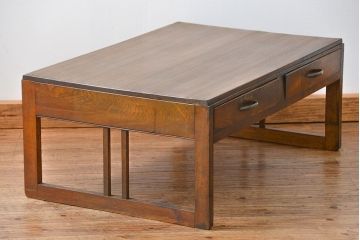 レトロ家具　昭和レトロ 古い木の使い込まれた文机(テーブル、デスク、在宅ワーク、在宅用)