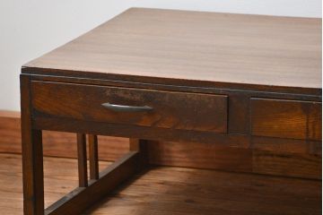 レトロ家具　昭和レトロ 古い木の使い込まれた文机(テーブル、デスク、在宅ワーク、在宅用)