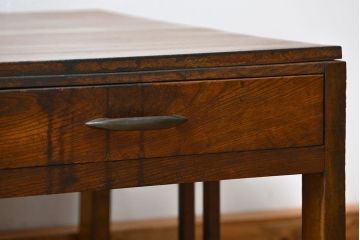 レトロ家具　昭和レトロ 古い木の使い込まれた文机(テーブル、デスク、在宅ワーク、在宅用)