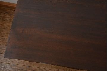 アンティーク家具　アンティーク タモ材とブナ材のシックな片袖机(テーブル、デスク、在宅ワーク、在宅用)