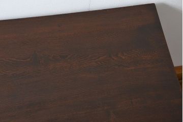 アンティーク家具　アンティーク タモ材とブナ材のシックな片袖机(テーブル、デスク、在宅ワーク、在宅用)