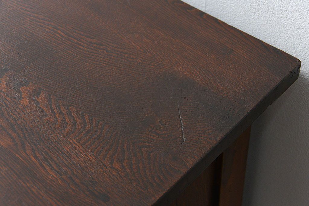 アンティーク家具　アンティーク タモ材とブナ材のシックな片袖机(テーブル、デスク、在宅ワーク、在宅用)