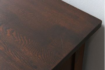 アンティーク家具　アンティーク タモ材とブナ材のシックな片袖机(テーブル、デスク、在宅ワーク、在宅用)