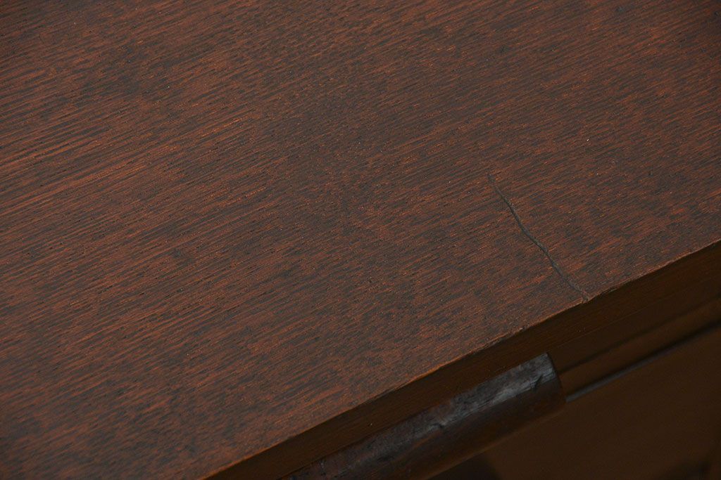 アンティーク家具　アンティーク タモ材とブナ材のシックな片袖机(テーブル、デスク、在宅ワーク、在宅用)