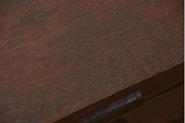 アンティーク家具　アンティーク タモ材とブナ材のシックな片袖机(テーブル、デスク、在宅ワーク、在宅用)