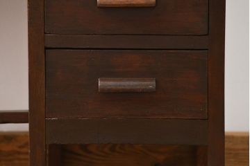 アンティーク家具　アンティーク タモ材とブナ材のシックな片袖机(テーブル、デスク、在宅ワーク、在宅用)