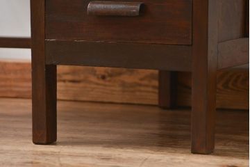 アンティーク家具　アンティーク タモ材とブナ材のシックな片袖机(テーブル、デスク、在宅ワーク、在宅用)