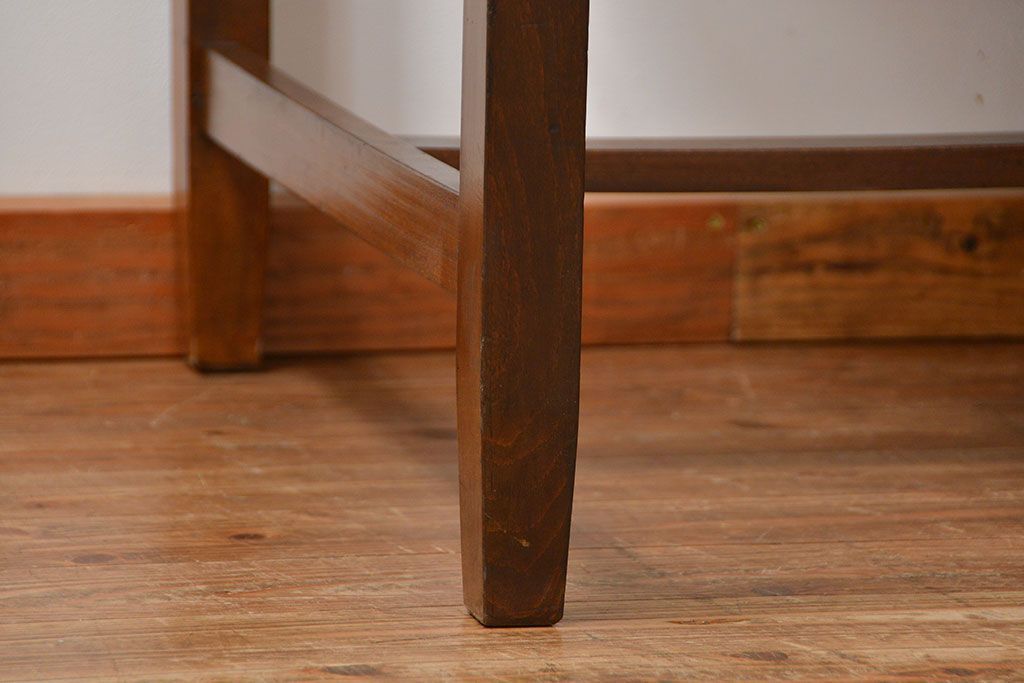 アンティーク家具　アンティーク タモ材とブナ材のシックな片袖机(テーブル、デスク、在宅ワーク、在宅用)