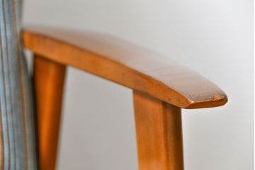 レトロ家具　アンティーク　かわいいストライプ模様のレトロな2.5人掛けソファ(ベンチ)