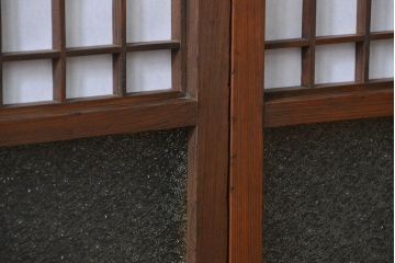 大正ロマン 珍品 菱形模様のガラス障子戸2枚セット(ガラス戸、和風建具)