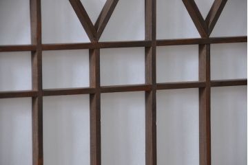 大正ロマン 珍品 菱形模様のガラス障子戸3枚セット(ガラス戸、和風建具)