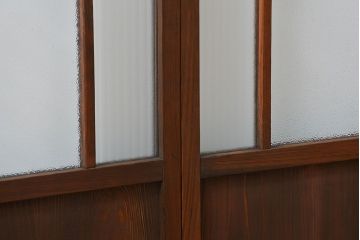 大正ロマン 珍品 菱形模様のガラス障子戸3枚セット(ガラス戸、和風建具)