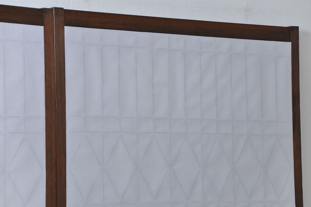 大正ロマン 珍品 菱形模様のガラス障子戸3枚セット(ガラス戸、和風建具)