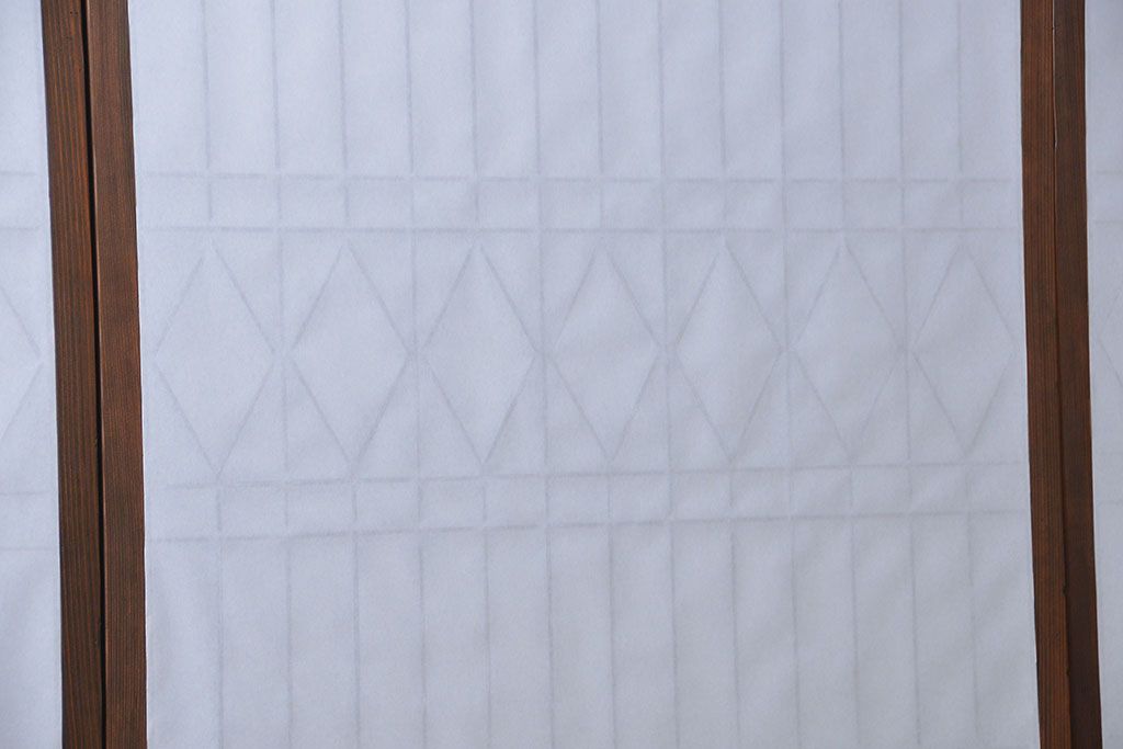 大正ロマン 珍品 菱形模様のガラス障子戸3枚セット(ガラス戸、和風建具)