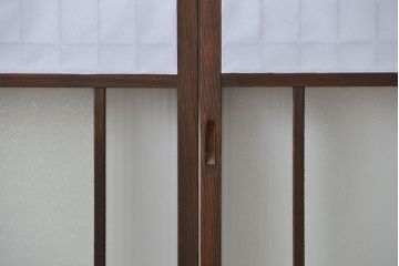 大正ロマン 珍品 菱形模様のガラス障子戸3枚セット(ガラス戸、和風建具)